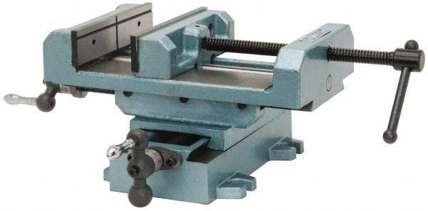 Wilton - 8" Jaw Opening Capacity x 2" Throat Depth, Horizontal Drill Press Vise - 8" Wide x 2" High Jaw, Cross Slide Base, Standard Speed, 11" OAL x 7-1/4" Overall Height, Cast Iron - Benchmark Tooling