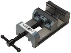 Wilton - 6" Jaw Opening Capacity x 2" Throat Depth, Horizontal Drill Press Vise - 6" Wide x 2" High Jaw, Stationary Base, Standard Speed, 12" OAL x 3-1/2" Overall Height, Cast Iron - Benchmark Tooling