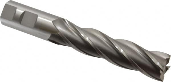 OSG - 1", 4" LOC, 1" Shank Diam, 6-1/2" OAL, 4 Flute, Cobalt Square End Mill - Single End, Uncoated, Spiral Flute, 30° Helix, Right Hand Cut, Right Hand Flute, Series 545 - Benchmark Tooling