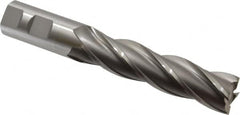 OSG - 1", 4" LOC, 1" Shank Diam, 6-1/2" OAL, 4 Flute, Cobalt Square End Mill - Single End, Uncoated, Spiral Flute, 30° Helix, Right Hand Cut, Right Hand Flute, Series 545 - Benchmark Tooling