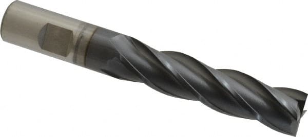 OSG - 3/4", 3" LOC, 3/4" Shank Diam, 5-1/4" OAL, 4 Flute, Square End Mill - Single End, TiCN Finish, 30° Helix, Centercutting, Right Hand Cut, Series 546 - Benchmark Tooling