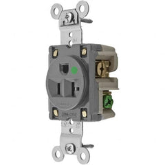 Hubbell Wiring Device-Kellems - 125V 20A NEMA 5-20R Hospital Grade Gray Straight Blade Single Receptacle - Benchmark Tooling