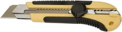 Ability One - Snap Utility Knife - 4-1/2" Steel Blade, Yellow Die Cast Handle, 5 Blades Included - Benchmark Tooling