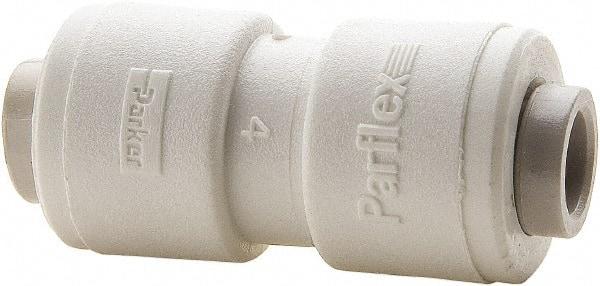 Parker - 1/2 x 3/8" Outside Diam, Polypropylene Push-to-Connect Tube Union - 150 Max psi, White - Benchmark Tooling