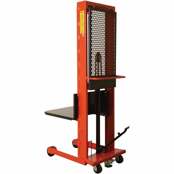 Wesco Industrial Products - 1,000 Lb Capacity, 80" Lift Height, Steel Stacker Manually Operated Lift - Benchmark Tooling
