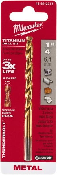 Milwaukee Tool - 1/4" High Speed Steel, 135° Point, Round with Flats Shank Maintenance Drill Bit - Benchmark Tooling