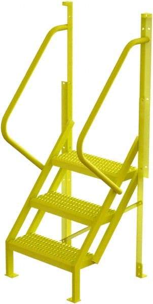 TRI-ARC - 72" 3 Step Configurable Crossover Ladder - 50° Incline, 1,000 Lb Capacity, 30" Platform Height, 30" Base Width x 27" Base Depth, Serrated - Benchmark Tooling