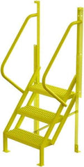 TRI-ARC - 72" 3 Step Configurable Crossover Ladder - 50° Incline, 1,000 Lb Capacity, 30" Platform Height, 30" Base Width x 27" Base Depth, Serrated - Benchmark Tooling