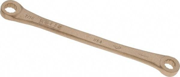 Ampco - 3/8" x 7/16" 12 Point Offset Box Wrench - Double End, 7-3/4" OAL, Aluminum Bronze - Benchmark Tooling