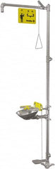 Bradley - 1-1/4" Inlet, 22 GPM shower Flow, Drench shower, Eye & Face Wash Station - Bowl, Triangular Pull Rod, Push Handle & Foot Pedal Activated, Stainless Steel Pipe, 316 Stainless Steel Shower Head, 5.1 GPM Bowl Flow, Corrosion Resistant - Benchmark Tooling