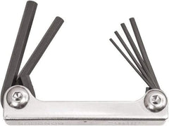Bondhus - 6 Piece Fold-Up Ball End Hex Key Set - Hex Range 3 to 10mm, 7-1/2" OAL, Protanium High Torque Steel - Benchmark Tooling