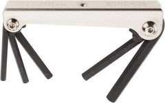 Bondhus - 5 Piece Fold-Up Hex Key Set - Hex Range 3/16 to 3/8", 7-1/2" OAL, Protanium High Torque Steel - Benchmark Tooling