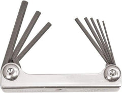 Bondhus - 8 Piece Fold-Up Ball End Hex Key Set - Hex Range 0.05 to 5/32", 3-1/2" OAL, Protanium High Torque Steel - Benchmark Tooling