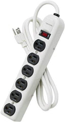 FELLOWES - 6 Outlets, 120 Volts, 15 Amps, 6' Cord, Standard Power Outlet Strip - Floor Mount, 5-15R NEMA Configuration - Benchmark Tooling