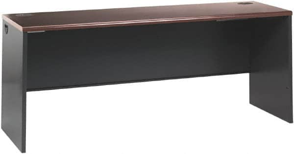 Hon - Steel-Reinforced High-Pressure Laminate/Metal Desk Shell - 60" Wide x 30" Deep x 29" High, Mahogany/Charcoal - Benchmark Tooling