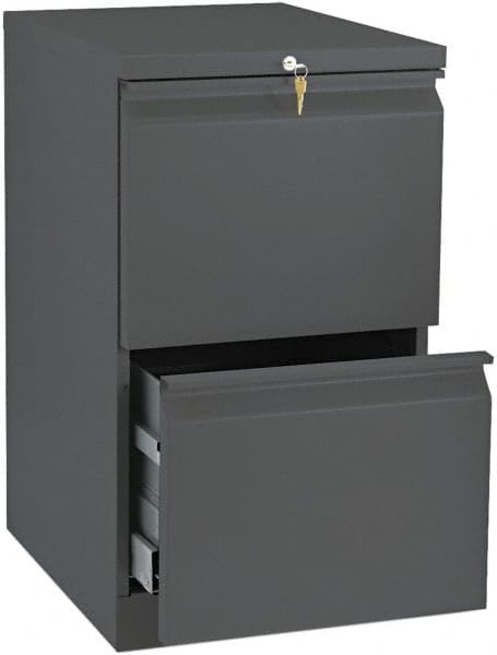 Hon - 15" Wide x 28" High x 19-7/8" Deep, 2 Drawer Mobile Pedestal - Steel, Charcoal - Benchmark Tooling