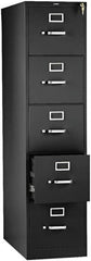 Hon - 26" Wide x 60" High x 26-1/2" Deep, 5 Drawer Vertical File with Lock - Steel, Black - Benchmark Tooling