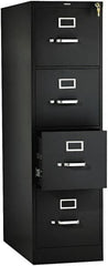 Hon - 15" Wide x 52" High x 26-1/2" Deep, 4 Drawer Vertical File with Lock - Steel, Black - Benchmark Tooling