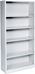 Hon - 5 Shelf, 71" High x 34" Wide Bookcase - 12" Deep, Steel, Light Gray - Benchmark Tooling