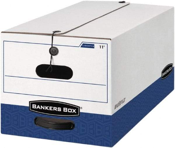 BANKERS BOX - 1 Compartment, 15 Inch Wide x 24 Inch Deep x 10 Inch High, File Storage Box - 1 Ply Side, 2 Ply Bottom, 2 Ply End, White and Blue - Benchmark Tooling