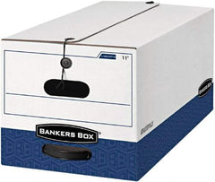 BANKERS BOX - 1 Compartment, 12 Inch Wide x 24 Inch Deep x 10 Inch High, File Storage Box - 1 Ply Side, 2 Ply Bottom, 2 Ply End, White and Blue - Benchmark Tooling