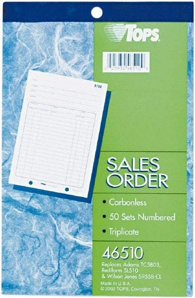 TOPS - 50 Sheet, 5-9/16 x 7-15/16", Sales Order Book - White - Benchmark Tooling