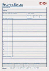 TOPS - 50 Sheet, 5-1/2 x 7-7/8", Receiving Record Book - White - Benchmark Tooling