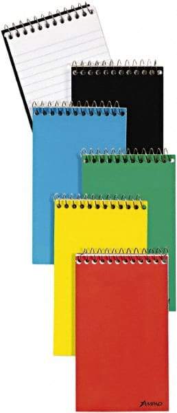 AMPAD - 60 Sheet, 3 x 5", Narrow Memo Book (Top Bound) - Red & Blue & Black on White - Benchmark Tooling