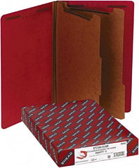 Samsill - 8-1/2 x 14", Legal, Bright Red, Classification Folders with End Tab Fastener - 11 Point Stock, Straight Tab Cut Location - Benchmark Tooling