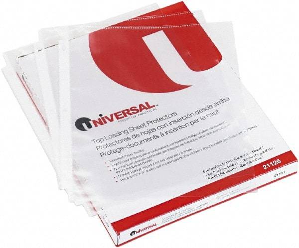 UNIVERSAL - 100 Piece Clear Sheet Protectors-Ring Binder - 11" High x 8-1/2" Wide - Benchmark Tooling