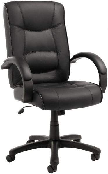 ALERA - 28-1/8" High Office/Managerial/Executive Chair - 21" Wide x 21" Deep, Top-Grain Leather Seat, Black - Benchmark Tooling