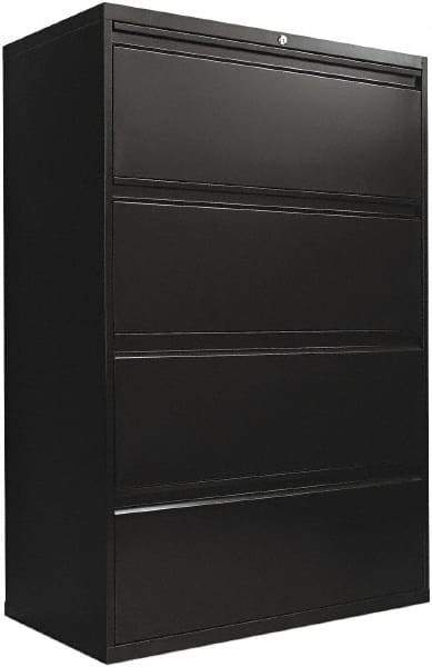 ALERA - 36" Wide x 54" High x 19-1/4" Deep, 4 Drawer Lateral File with Lock - Steel, Black - Benchmark Tooling