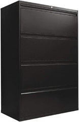 ALERA - 36" Wide x 54" High x 19-1/4" Deep, 4 Drawer Lateral File with Lock - Steel, Black - Benchmark Tooling