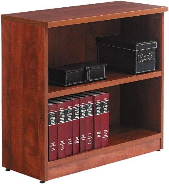 ALERA - 2 Shelf, 29" High x 31" Wide Bookcase - 14" Deep, Wood, Medium Cherry - Benchmark Tooling