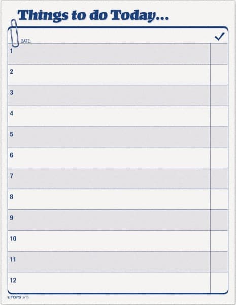 TOPS - 100 Sheet, 8-1/2 x 11", Daily Agenda - White - Benchmark Tooling