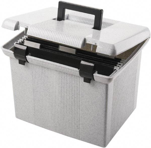 Pendaflex - 1 Compartment, 13 Inch Wide x 14 Inch Deep x 10 Inch High, Portable File Box - Plastic, Granite - Benchmark Tooling