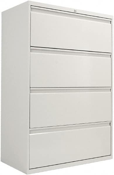 ALERA - 36" Wide x 54" High x 19-1/4" Deep, 4 Drawer Lateral File with Lock - Steel, Light Gray - Benchmark Tooling