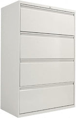 ALERA - 36" Wide x 54" High x 19-1/4" Deep, 4 Drawer Lateral File with Lock - Steel, Light Gray - Benchmark Tooling