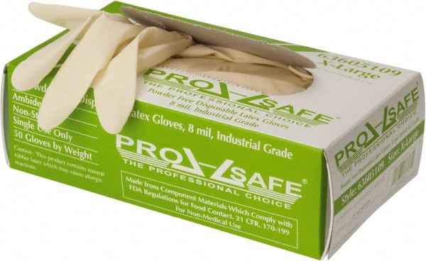 PRO-SAFE - Size XL, 8 mil, Industrial Grade, Powder Free Latex Disposable Gloves - Exact Industrial Supply