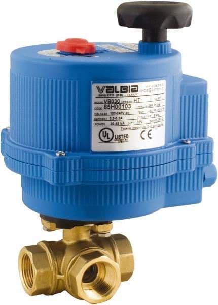 BONOMI - 1-1/2" Pipe, 100-240 VACV Voltage 400 psi WOG Rating Brass Electric Actuated Ball Valve - PTFE Seal, Standard Port, 100 psi WSP Rating, NPT End Connection - Benchmark Tooling