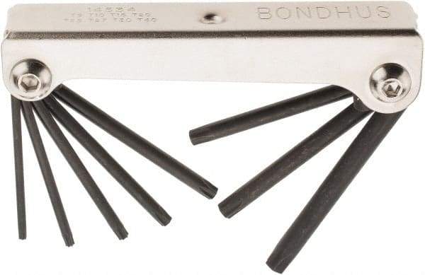 Bondhus - 8 Piece T9 to T40 Fold-Up Torx Key Set - T9, T10, T15, T20, T25, T27, T30, T40 Torx Size - Benchmark Tooling