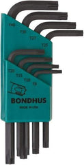 Bondhus - 8 Piece T9 to T40 Protanium High Torque Steel L-Key Torx Key Set - T9, T10, T15, T20, T25, T27, T30, T40 Torx Size - Benchmark Tooling