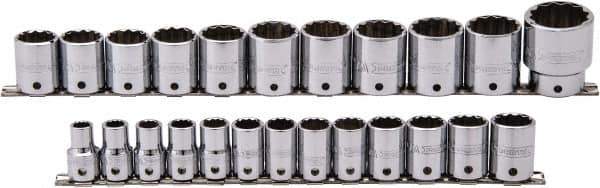 Proto - 24 Piece 1/2" Drive Socket Set - 12 Points, 10mm to 36mm Range, Metric Measurement Standard - Benchmark Tooling