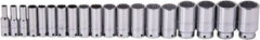 Proto - 19 Piece 1/2" Drive Deep Well Socket Set - 12 Points, 3/8" to 1-1/2" Range, Inch Measurement Standard - Benchmark Tooling