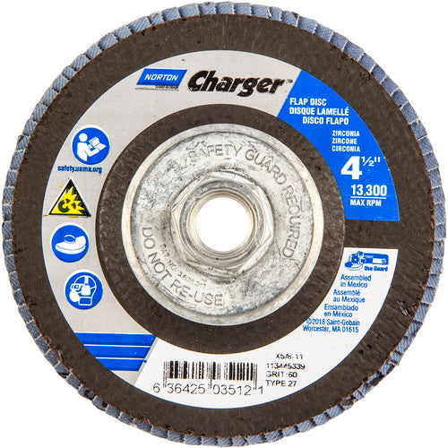 ‎4-1/2″ × 1/4″ × 5/8″ Charger R822 Flap Disc Type 27 Flat 60 Grit - Benchmark Tooling