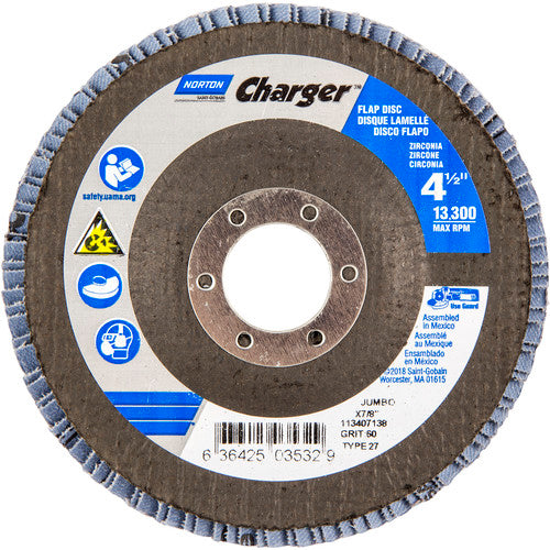 ‎4-1/2″ × 1/4″ × 7/8″ Jumbo Charger R822 Flap Disc Type 27 Jumbo 60 Grit - Benchmark Tooling