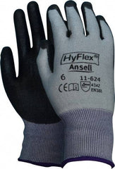 Ansell - Size XS (6), ANSI Cut Lvl 2, Abrasion Lvl 5, Polyurethane Coated Cut Resistant Gloves - Palm & Fingers Coated, Dyneema/Lycra Lining, Knit Wrist, White/Black, Paired - Benchmark Tooling
