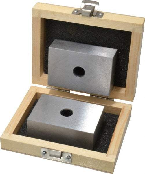 Fowler - 0.0003 Squareness Per Inch, Hardened Steel, 1-2-3 Block with 1 Hole Setup Block - 0.0002 Inch Overall Tolerance, 5/16 - 18 Inch Tapped Hole Size, 55-60 HRC Hardness, Sold As Matched Pair - Benchmark Tooling