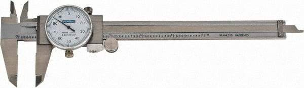 Fowler - 0" to 6" Range, 0.001" Graduation, 0.1" per Revolution, Dial Caliper - White Face, 1.6" Jaw Length, Accurate to 0.0010" - Benchmark Tooling