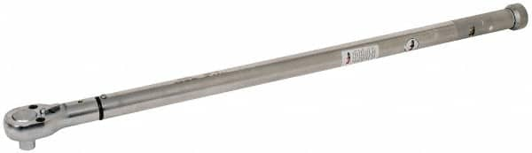 Value Collection - 3/4" Drive Micrometer Type Ratchet Head Torque Wrench - 90 Ft/Lb to 300 Ft/Lb Torque, 31" OAL, 1-1/2 Ft/Lb Graduation - Benchmark Tooling